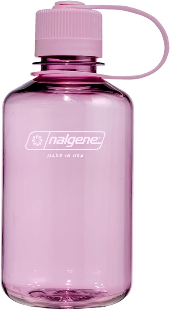 Nalgene 16 oz Narrow Mouth Water Bottle | BPA-Free, Durable & Leak Proof, Lightweight Travel Bottle, Fits in Cupholders, Cherry Blossom