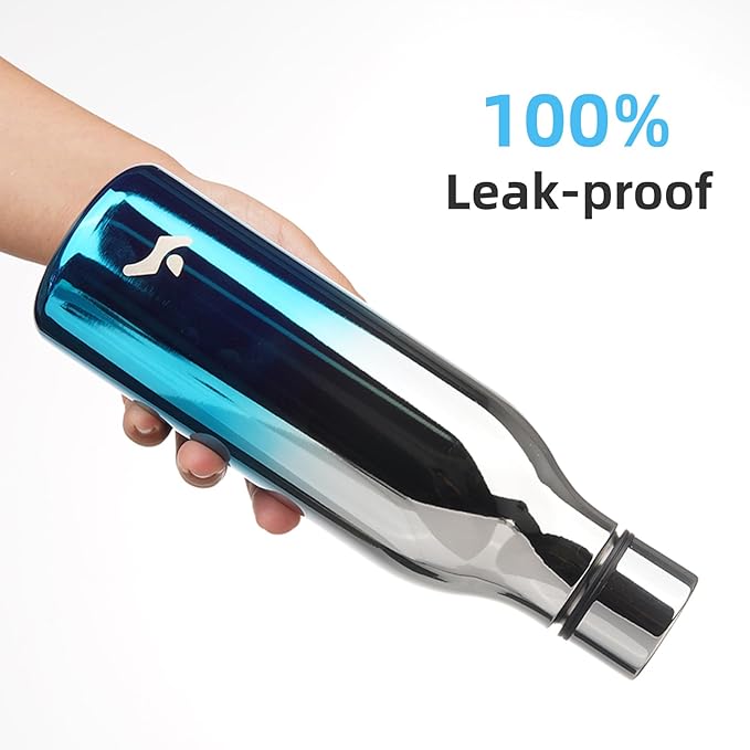 Konokyo Insulated Water Bottle with Strap,18 oz Double Wall Stainless Steel Vacuum Bottles Metal Water Flask,Blue Lagoon