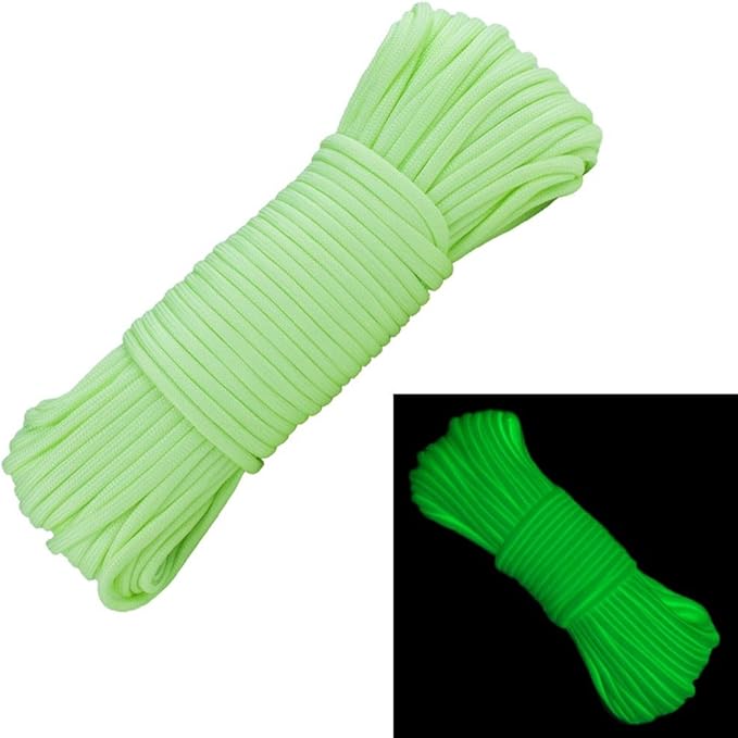 Glow in The Dark Zesty 550lb Paracord – 21 Strand Luminous Parachute Cord for Nighttime Outdoor Utility – 8 Colors and Length Options of 25', 50’, 100’, and 1,000’