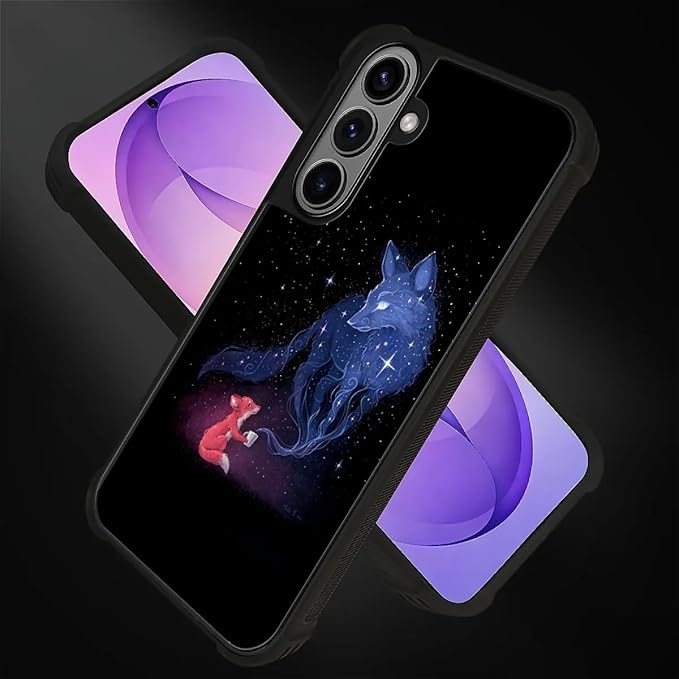for Samsung Galaxy S26 Case,Graphic Design for Girl Boy Soft Silicone Hard Acrylic Shock Protection Designed for Samsung Galaxy S26 Galaxy Fox Wolf Pattern