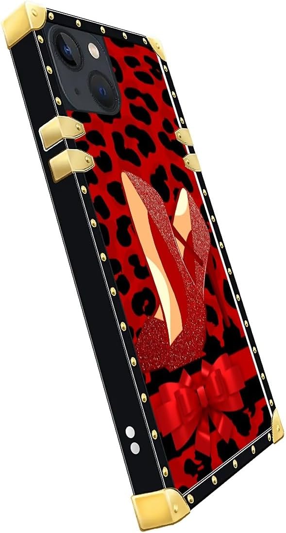 Compatible with iPhone 15 Case, Elegant High Heels Luxury Golden Decoration for Girl Women Soft TPU Shockproof Protective Hard PC Back for iPhone 15