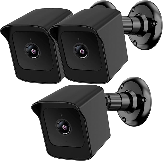 PEF Mount for All-New Wyze Cam V4 and V3, Weatherproof Protective Cover and 360 Degree Adjustable Wall Mount Solid Housing for Wyze V4 and V3 Outdoor Indoor Smart Home Camera System (Black, 3 Pack)
