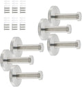 Wall Hooks Heavy Duty Coat Hooks Stainless Steel Clothes Hanger for Hanging Bathroom Towels Handbag Silver 2-inch Length with 12mm Shank Dia - Pack of 6