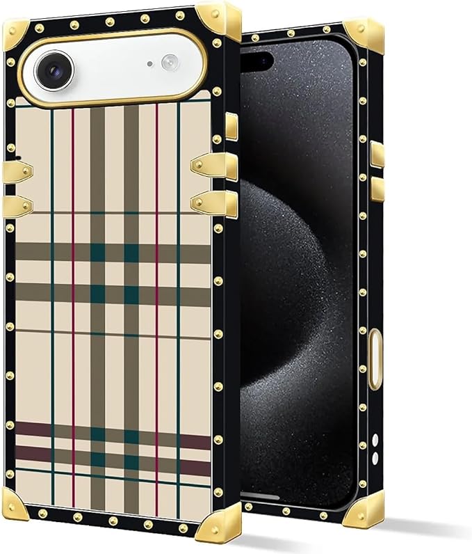 for iPhone 17 Air Case Luxury Golden Decoration for Girl Women Soft TPU Shockproof Protective Hard PC Back for iPhone 17 Air Crazy Pattern Black Red Beige Stripes