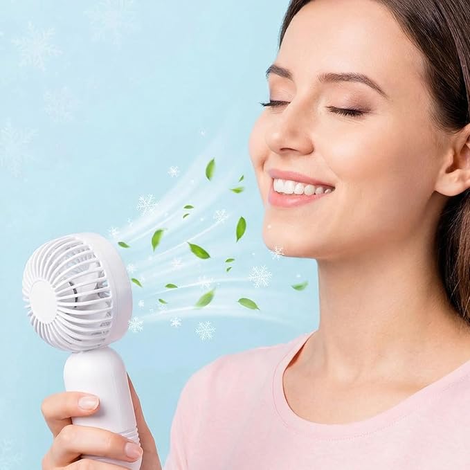 Rossesay 96 Pcs Mini Portable Fan Bulk Cute Handheld Lightweight Small Little Personal Hand Eyelash Fan 3 Speeds USB Rechargeable for Women Men Indoor Outdoor Makeup Travel (White)