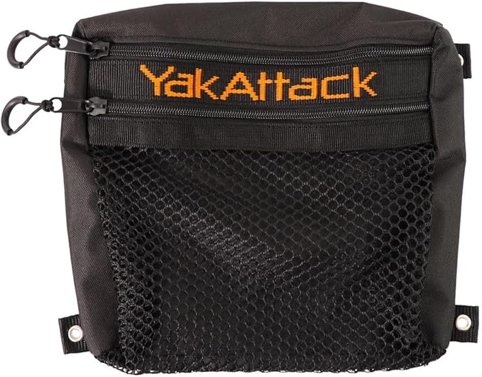YakAttack 13" Dual Compartment Mesh Storage Bag | Compatible with BlackPak Pro & ShortStak | Heavy-Duty Quick-Dry Mesh with Two Zippered Compartments | Kayak Storage Accessories Organizer