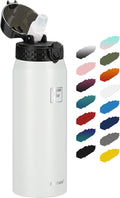 Fanhaw 24 oz Insulated Stainless Steel Water Bottle with Straw Lid, Leakproof & Anti-Dust Sports Bottle for Kids, Women & Men (White)