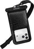 VELVET CAVIAR Waterproof Phone Pouch with Lanyard | IP68 Floating Case for iPhone & All Phones | Dry Bag for Snorkeling, Beach, Kayaking | Travel & Cruise Essentials for Women (Black Croc)