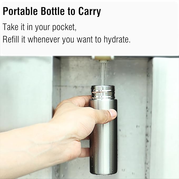 Cute Small Water Bottle, 4.4 Fl. Oz, Pack of 2, Mini Slim Flask for Kids, Portable Skinny Purse Water Bottle, Vacuum Insulated Reusable Leak Proof Stainless Steel Cup