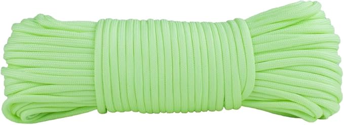 Glow in The Dark Zesty 550lb Paracord – 21 Strand Luminous Parachute Cord for Nighttime Outdoor Utility – 8 Colors and Length Options of 25', 50’, 100’, and 1,000’