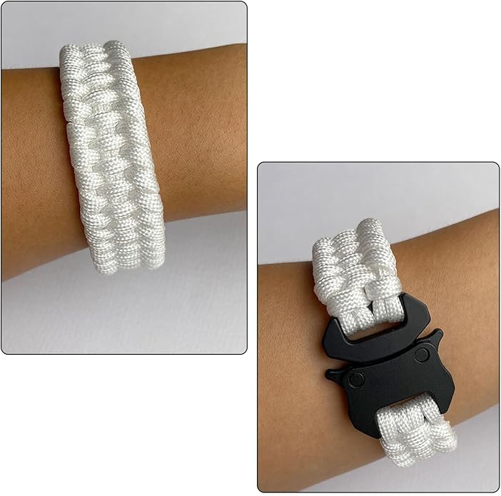 Parachute Cord Bracelets Trilobite Weaved Paracord Bracelet with Side Release Buckle 8.7 inch Black Bracelet for Men Women 1 Set