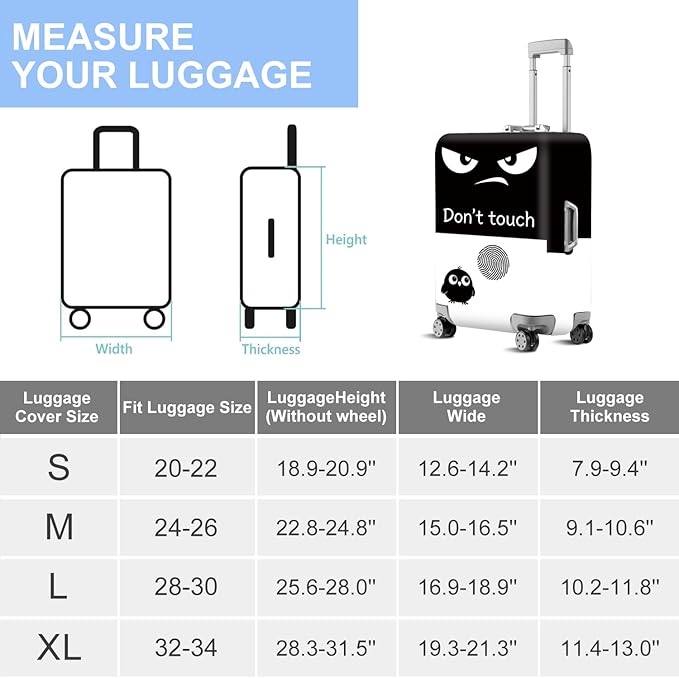 ANNA QUEEN Funny Don't Touch Luggage Cover,Stretchable Suitcase Protector Sleeve,Fit for 32-34 Inch Checked Baggage,Water Resistant Durable Luggage Protector