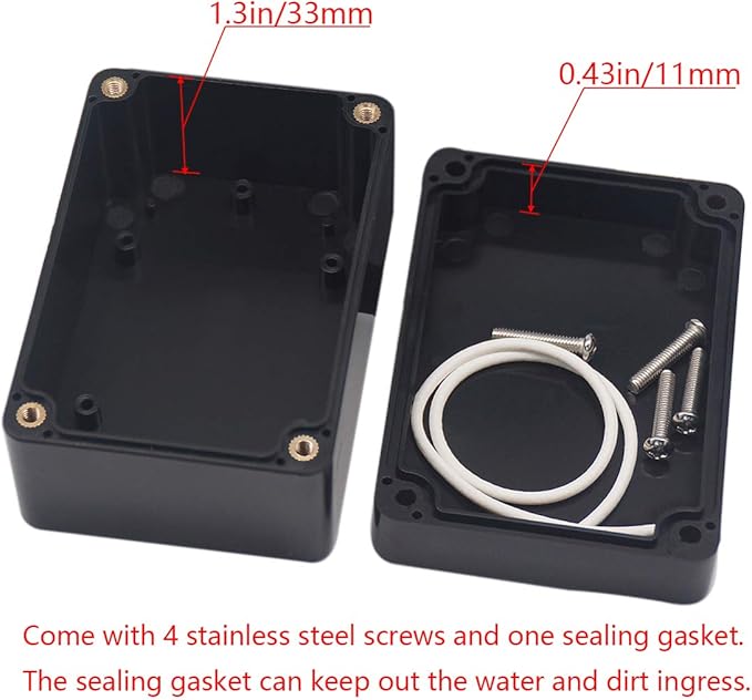 2pcs Project Box ABS Black Electrical Boxes IP65 Outdoor Waterproof Box Electronic Junction Box Power Enclosure with Cable Glands for DIY Project 3.94 x 2.68 x 1.97 inch (100x68x50mm)