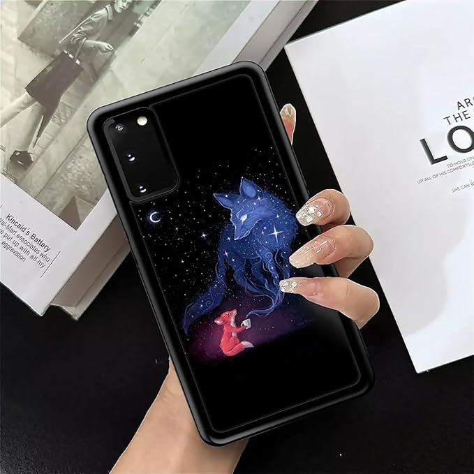 for Samsung Galaxy S20 Case, Galaxy Fox Wolf Pattern Graphic Design Girl Boy Soft Silicone Hard Acrylic Shock Protection for Samsung Galaxy S20