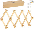 AMAPON Accordion Style Expandable Wall Wooden Coat Rack 13 Hooks (Pegs) Hang Hats Jackets Coffee Mug Purses Necklaces Towels Cap Leash Scarves Data Line Kitchenware (2 Packs)