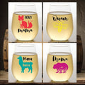 Set of 4 Shatterproof Designer 16 oz Plastic Wine Glasses MADE in the USA (MOM)