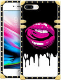 Compatible with iPhone 8 Plus 7 Plus Case, Black White Red Slap Sexy Luxury Golden Decoration for Girl Women Soft TPU Shockproof Protective Hard PC Back for iPhone 8 Plus 7 Plus