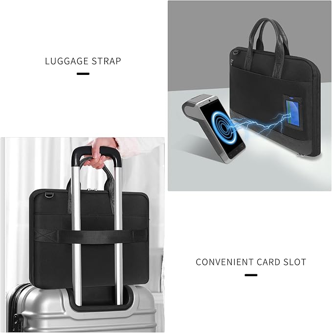 Simpolor 13.3’’ Laptop Case Sleeve, Electronic Organizer Waterproof Laptop Bag with Outside Card Holder, 3-Layer Shockproof 13 inch Laptop Sleeve for MacBook iPad HP Dell ASUS ACER, Black