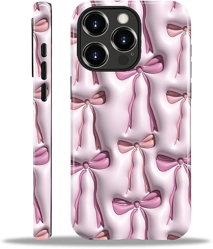 for iPhone 13 Pro Max Case,HL2 Abstract Ribbons Bows Hybrid 2 Layer Hard Shell Silicone Protective Pattern Design Case