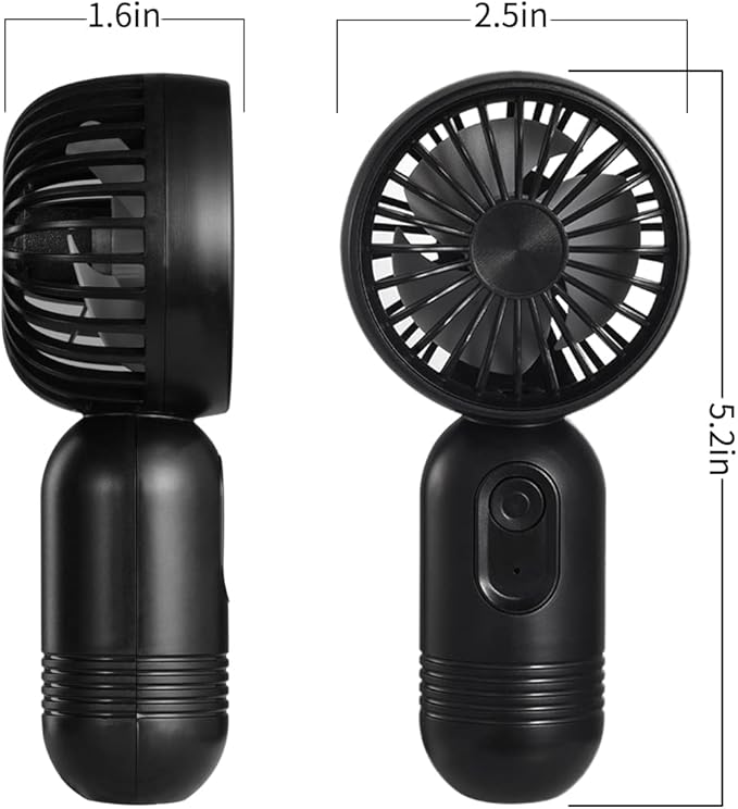 VanSmaGo Portable Mini 2-pack Handheld Personal Small Fan with 3-speed for Travel, USB Rechargeable Battery Operated Eyelash Fan, Black&Pink