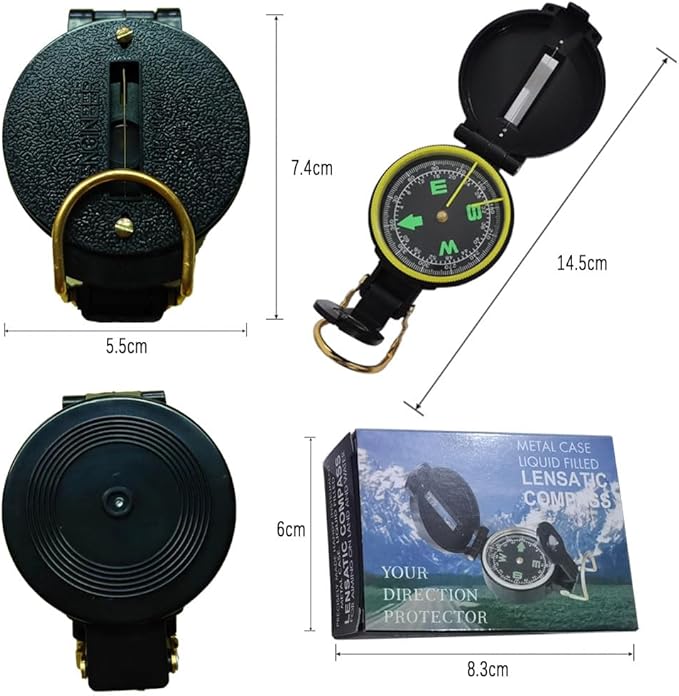 Compass, Hiking Backpacking Compass, Orienteering Camping Navigation Professional Field Map Reading Compass - Best Field Survival Gifts, black
