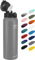 Fanhaw 32 oz Insulated Stainless Steel Water Bottle with Straw Lid, Leakproof Sports Bottle for Men, Women & Teens (Gray)