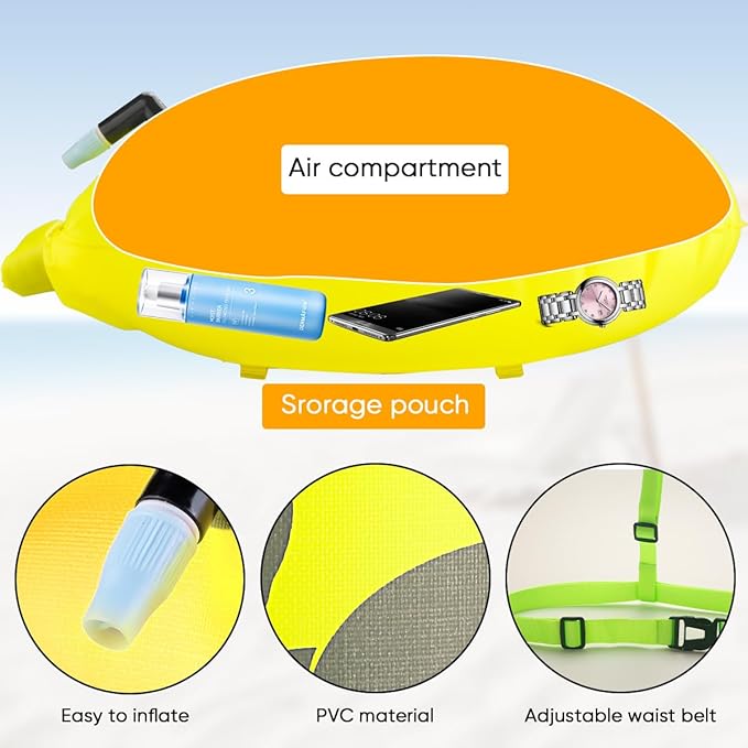 Swim Buoy for Open Water, 20L Swim Safety Float Waterproof Dry Bag for Swimmers Triathletes Kayakers Snorkelers, Swimming Pull Buoy for Safer Swim Training (Light Yellow)