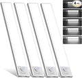 12inch Under Cabinet Lighting, 4 Pack Rechargeable Motion Sensor Light Indoor, Wireless Dimmable Magnetic Closet Lights, 50 LED Under Counter Lights for Kitchen, Wardrobe, Stairs, White Light