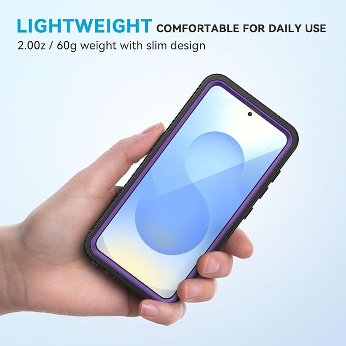 Lanhiem for Samsung Galaxy S25 Case, IP68 Waterproof Dustproof, Built-in Screen Protector, Rugged Full Body Shockproof Protective Cover for Galaxy S25, Purple