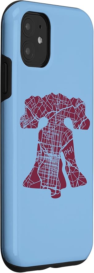 Philadelphia Street Map Liberty Bell Vintage Maroon Philly Case for iPhone 11