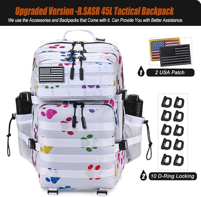 45L Tactical Backpack for Men Women, Military Assault Pack with MOLLE, Large 3 Day Bug Out Bag for Hiking Camping