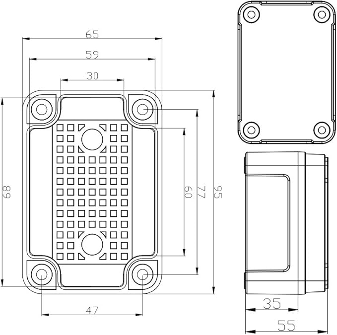 MAKERELE Outside Electrical Box Waterproof Grey 3.74”2.56”2.17” (956555mm) IP67 Small Project ABS Plastic Case with 2 NPT 1/4” Glands