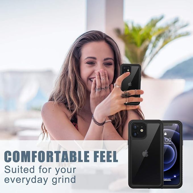 Diverbox for iPhone 12 Waterproof Case,Waterproof Shockproof Dustproof IP68 Full-Body Hard Case Built-in Screen Protector Underwater Outdoor Waterproof Cover for iPhone 12,6.1 in (Black)