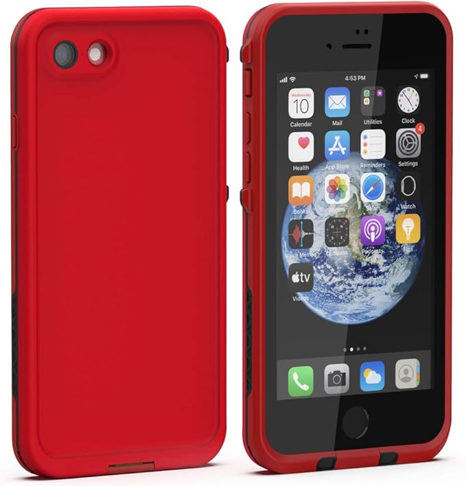 Diverbox for iPhone SE 2020/iPhone 8 Waterproof Case - Shockproof IP68 Full-Body with Screen Protector, Underwater 4.7" Cover (Bright red)