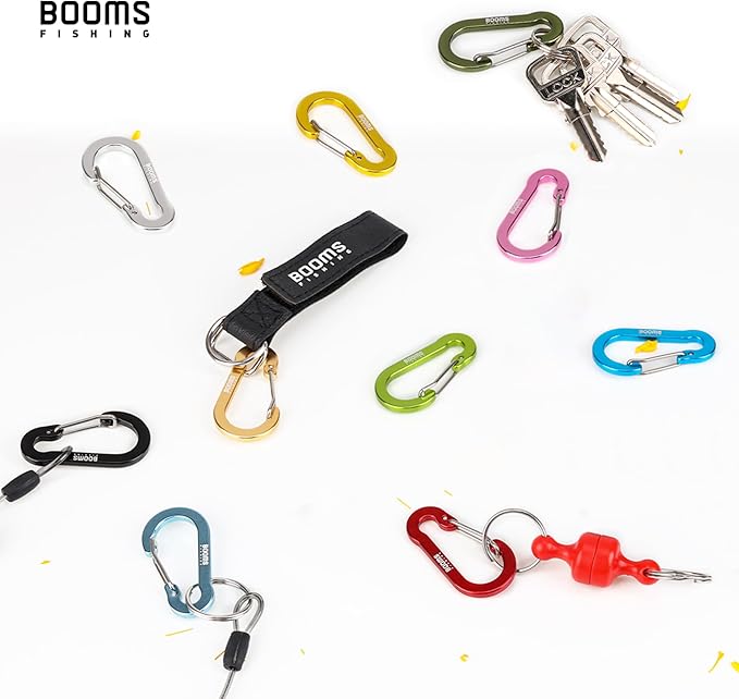 Booms Fishing CC1 Multi-Use Carabiner Clip, 6 Pack Small Caribeener Clips, Mini Keychain Caribeaner Clip 2 inch, Aluminum D Ring Carabiners, Multi-colored