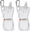 VANPET 1L Hiking Collapsible Water Bottles, 33OZ BPA-Free Plastic Flasks, Reusable Drink Bags, Foldable Backpacking Water Bottle for Travel Camping Hiking (2-Pack)