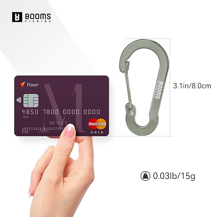 Booms Fishing CC5 Multi-Use Carabiner Clips, 10 Pack 2.3"/ 3.1" Caribeener Clips, Mini Keychain Caribeaner Clip, Aluminum D Ring Carabiners