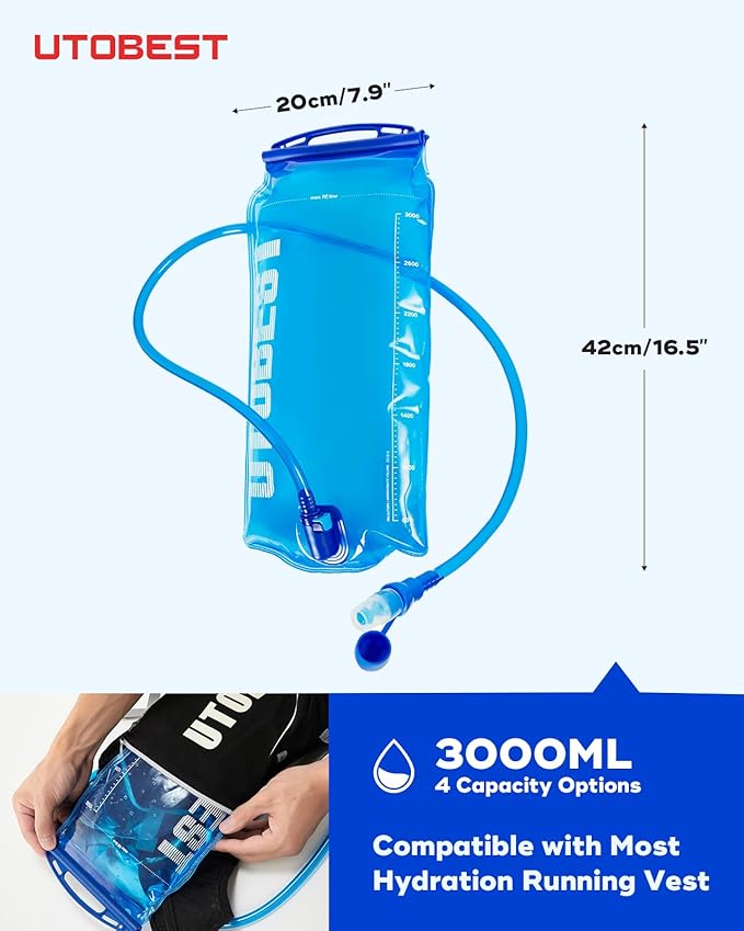 UTOBEST Water Bladder,Hydration Bladder 1L, 1.5L, 2L, 3L Water Bladder for Hiking Backpack, BPA Free, Leak Proof Water Reservoir for Running Cycling