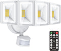 USTELLAR 100W 10000LM LED Security Lights Motion Sensor Outdoor, Remote Control 4 Heads LED Flood Light Outdoor, 5000K Daylight, IP65 Waterproof, Bright Motion Detected Lights for Outside Yard