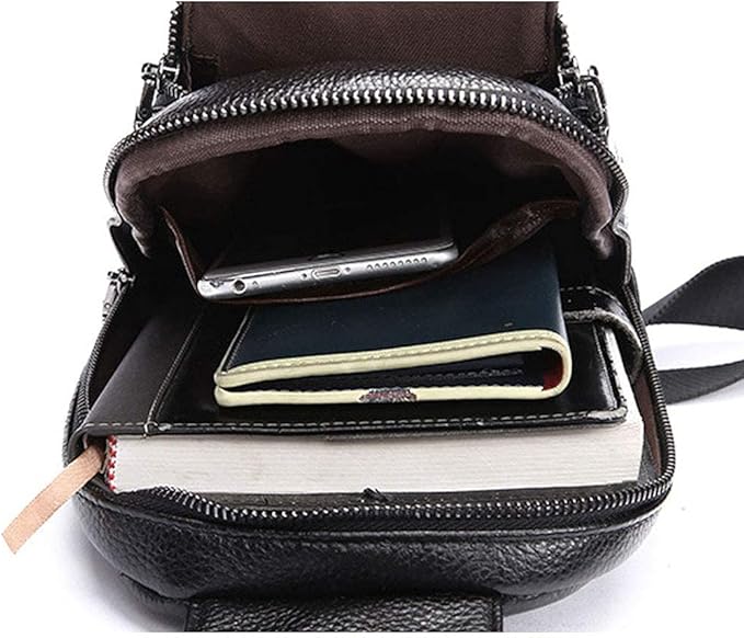Hebetag Crocodile Genuine Leather Sling Chest Bag for Men&Women Travel Outdoor Hunting Hiking Camping Crossbody Shoulder Pack Pouch Backpack Daypack Black