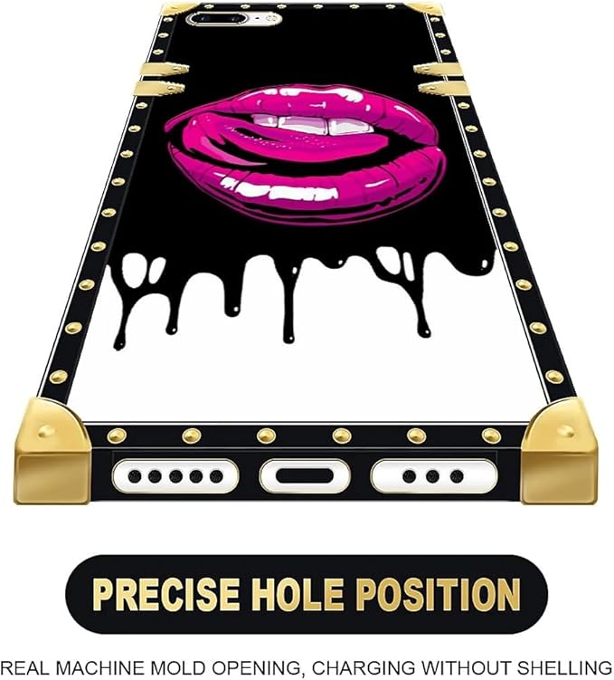 Compatible with iPhone 8 7 SE Case, Black White Red Slap Sexy Luxury Golden Decoration for Girl Women Soft TPU Shockproof Protective Hard PC Back for iPhone 8 7 SE