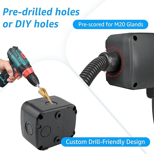 SuperInk Waterproof Black Junction Box, IP66 Outdoor Electrical Enclosure,PVC/ABS Project Box, 3 1/4" x2 3/4" x2 1/4" (86x74x62mm), Small Weatherproof Electrical Box for Garden, CCTV, DIY Wiring,1PCS