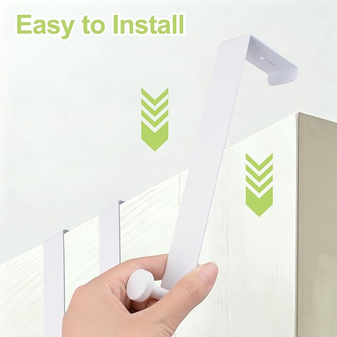T-Shaped Over the Door Hooks, 2Pcs Rustproof Stainless Steel Door Hooks Over Door Coat Hangers for Home, Office (White)