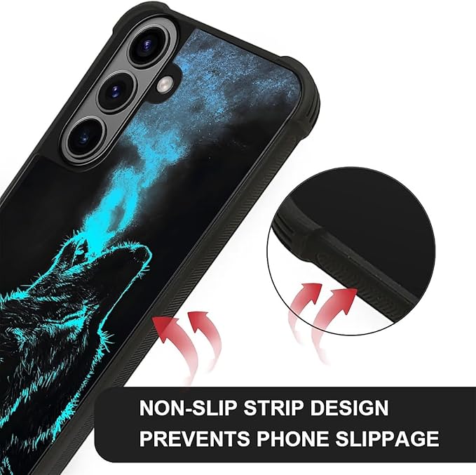 for Samsung Galaxy S26 Plus Case,Graphic Design for Girl Boy Soft Silicone Hard Acrylic Shock Protection Designed for Samsung Galaxy S26 Plus Blue Breathing Wolf Pattern