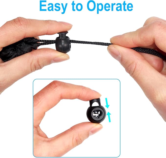 ZUSHALLMY 48pcs Upgraded Plastic Cord Lock, Cord Locks - Draw String Clip with Spring Toggle Stoppers Buttons for Drawstrings, Shoelaces, Paracord