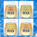 Set of 4 Shatterproof Designer 16 oz Plastic Wine Glasses MADE in the USA (POOL)