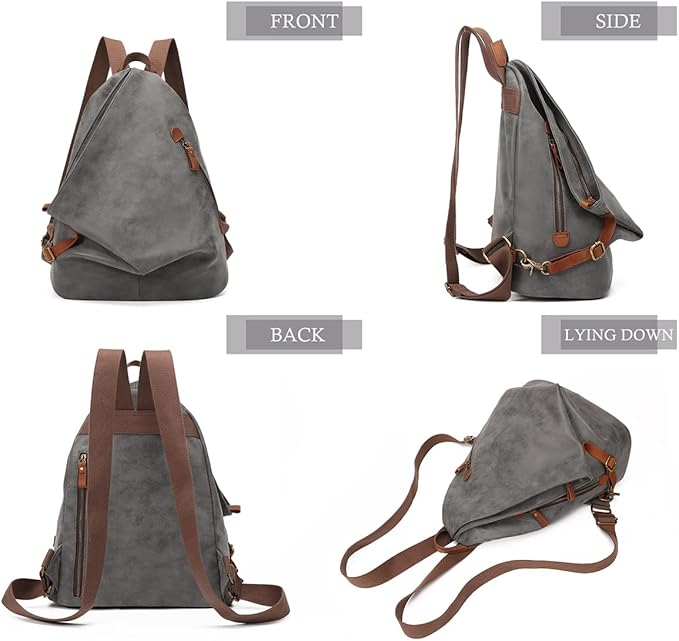 KL928 PU Leather Vintage Backpack – Large Casual Daypack Outdoor Travel Rucksack Hiking Backpacks for Men Women