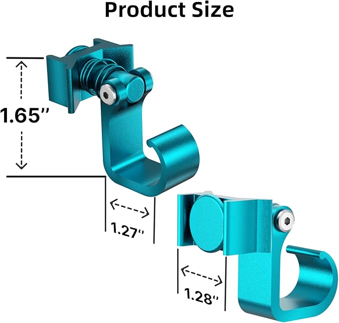 4 Pack L Track Hooks with Single Stud Fitting, Spring-Loaded Adjustable Gear Hook, Aluminum L Track Accessories for Trailer, Truck, Garage, Tie Down System, 100LBS Max Load Capacity – Blue