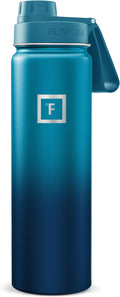 IRON °FLASK Camping & Hiking Hydration Flask with Spout, Wide Mouth Insulated Stainless Steel Sports Water Bottle - Dark Night 24 oz - Spout (1 Lid)