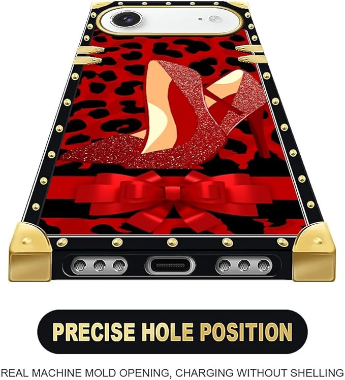 for iPhone 17 Air Case Luxury Golden Decoration for Girl Women Soft TPU Shockproof Protective Hard PC Back for iPhone 17 Air Crazy Pattern Elegant High Heels